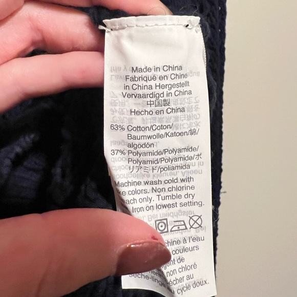 J. Crew Wide-Neck Beach Sweater with Pointelle Stitch Navy Size Small - Picture 5 of 7